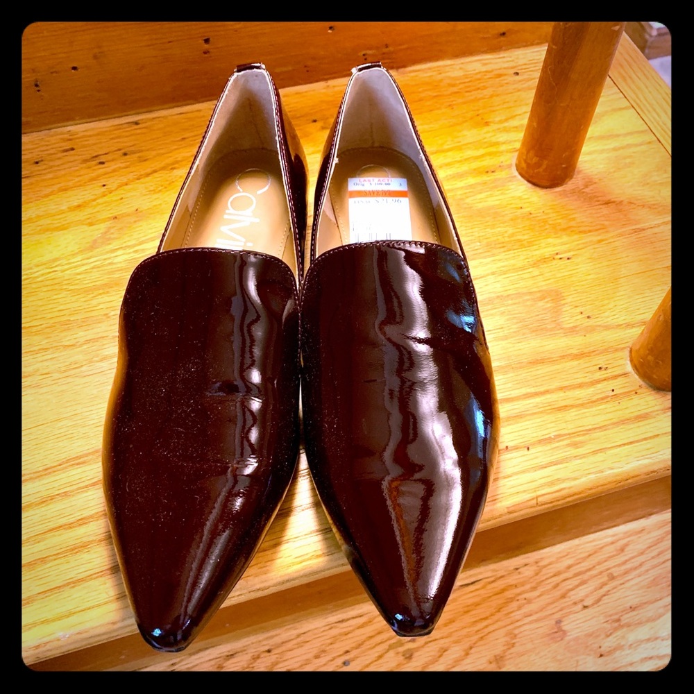 Calvin Klein oxblood patent flats